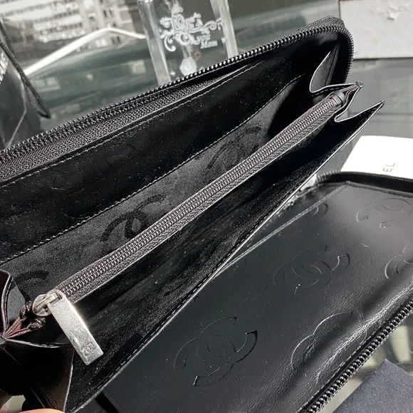 Authentic CHANEL Lambskin Cambon Line Zippy Clutch Wallet - Picture 13 of 17